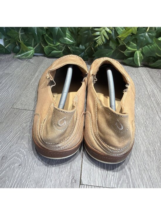 Olukai Puhalu Canvas Beige Slip On Boat Shoes Fishing Mens 13 Loafer Rare Khaki main image 7